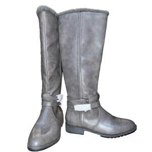 Naturalizer Garrison Cozy Womens Faux Leather Tall Knee-High Boots Gray size 9